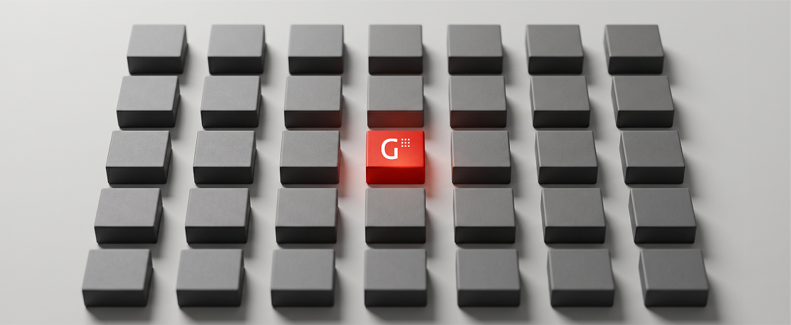 Bloques grises simétricos 5x7 donde el bloque central es rojo con el logo de Getnet
